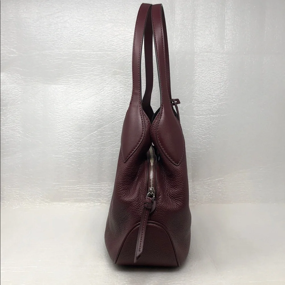 Michael Kors Kelsey Shoulder Tote Merlot Pebbled Leather SilverTone Hardware